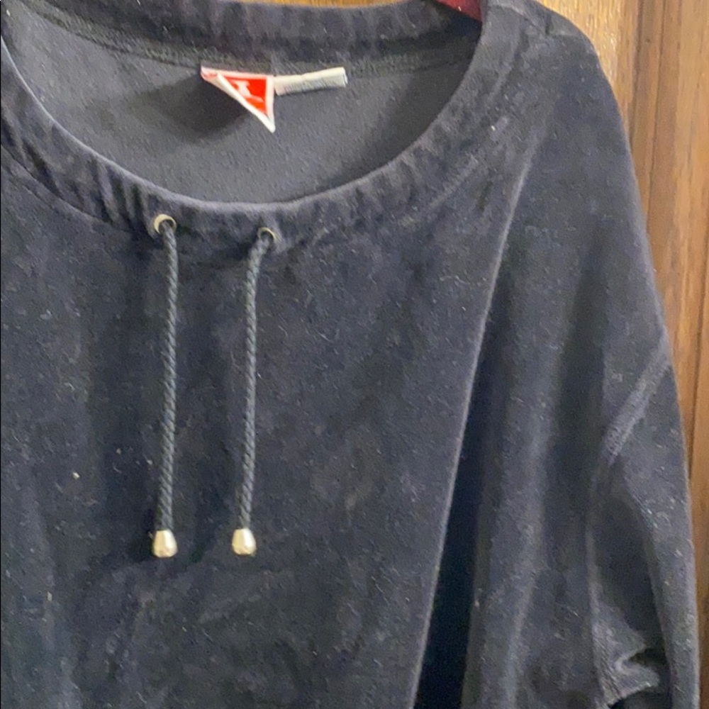 Soft black pullover with tie strings Size L EUC - Picture 2 of 6